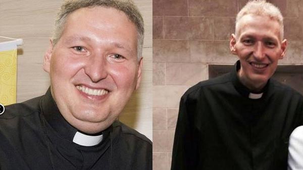 Fotomontagem do padre Marcelo Rossi em dois momentos de sua vida. A primeira o padre aparece obeso, enquanto na segunda muito magro, à beira da anorexia