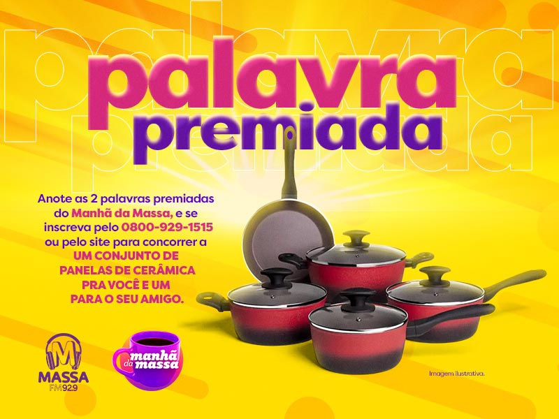 Banner da promoção Palavra Premiada que pode te dar um jogo de panelas de ceramica