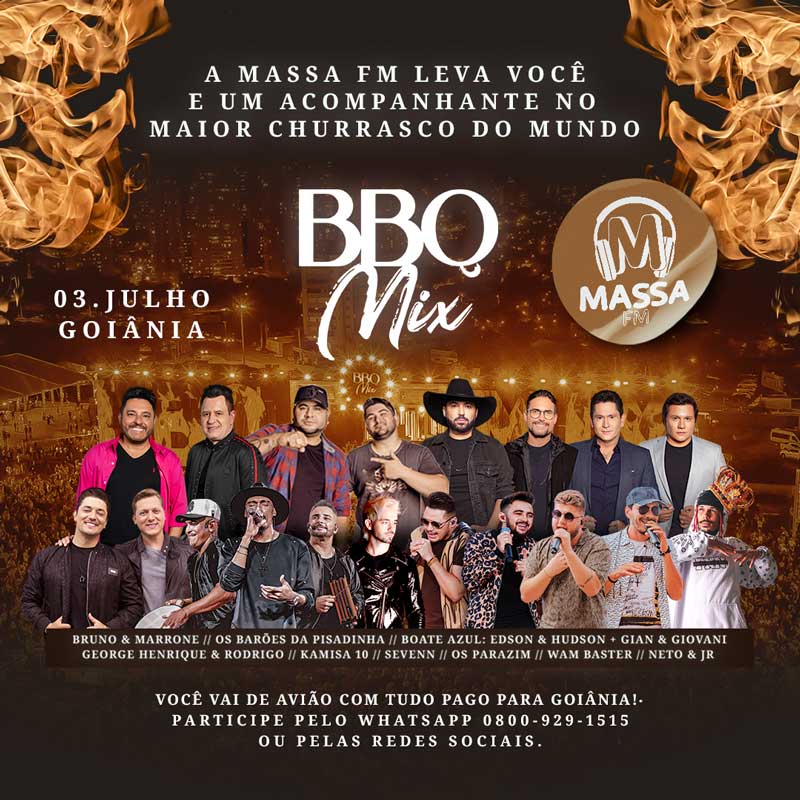 Banner da promoção BBQ Mix, o Maior Churrasco do Mundo, com promoção da Massa FM